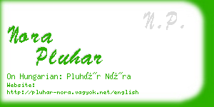 nora pluhar business card